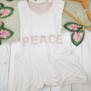Spiritual Gangster PEACE Crop Tan Tank Top XS
